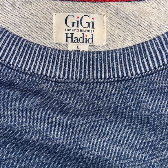 GIGI HADID X TOMMY HILFIGER Blue Embroided Logo Sweater - Picture 3 of 4